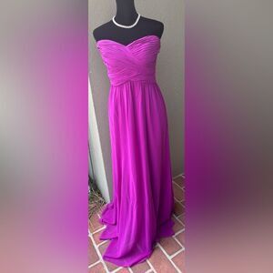 Lauren Ralph Lauren Strapless Magenta Maxi Gown